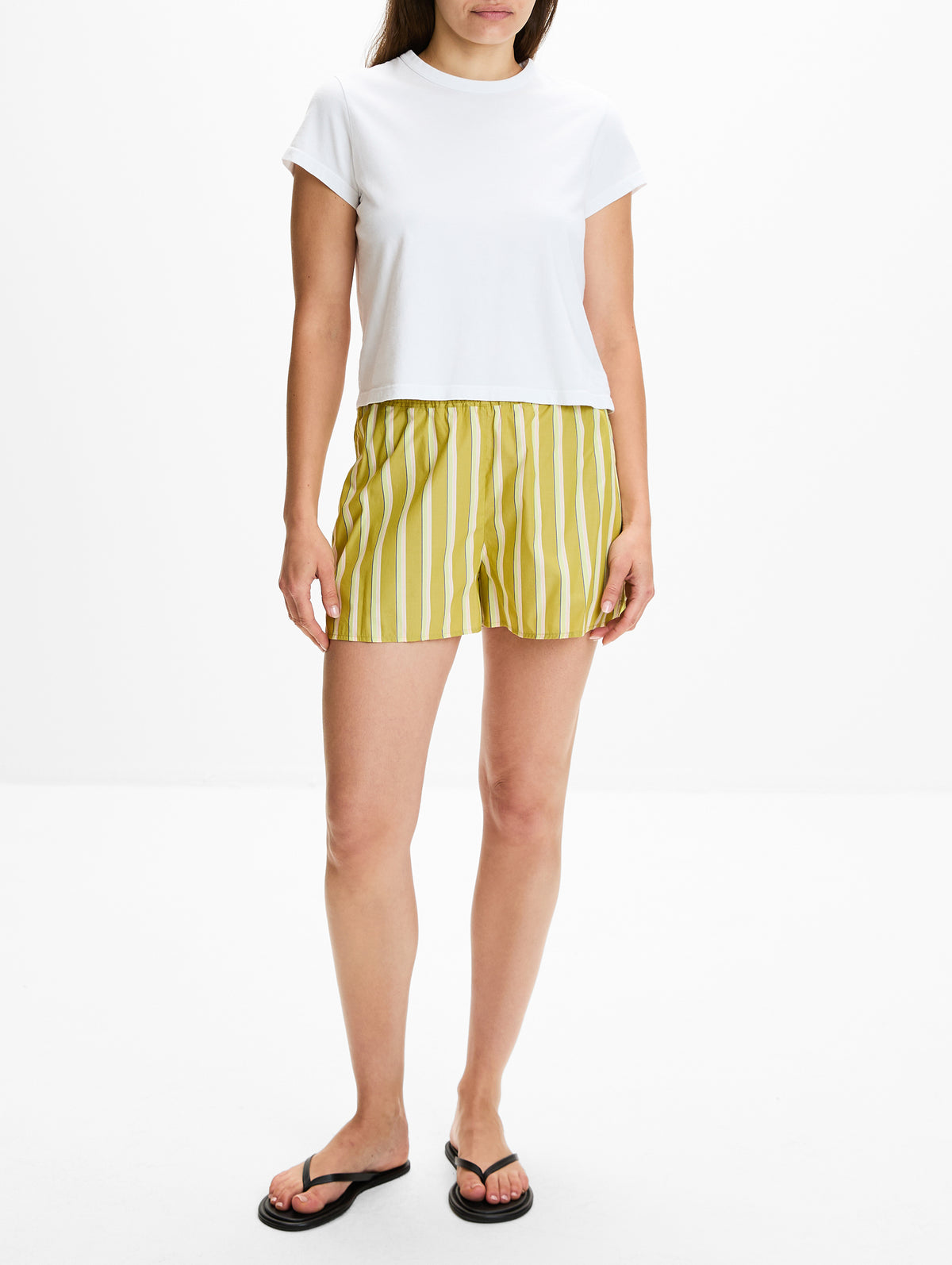 Striped Poplin Short,LA LIGNE,PISTACHIO MULTI,Image 2