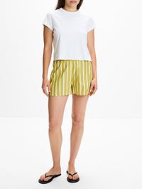 Striped Poplin Short,LA LIGNE,PISTACHIO MULTI,Image 2