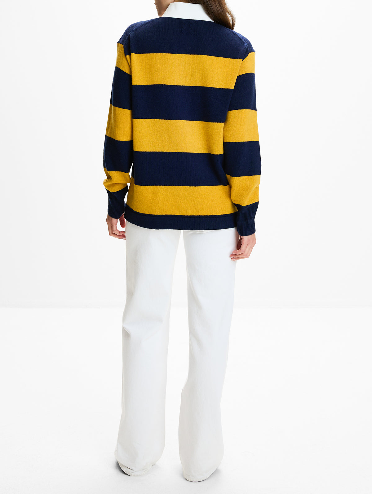 Rashida Rugby Sweater,NILI LOTAN,NAVY/AMBER STRIPE,Image 3