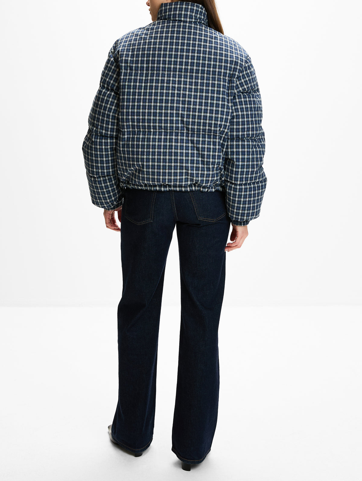 Reversible Flannel Jacket,MIU MIU,BLUE WHITE,Image 3