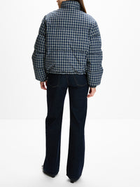 Reversible Flannel Jacket,MIU MIU,BLUE WHITE,Image 3