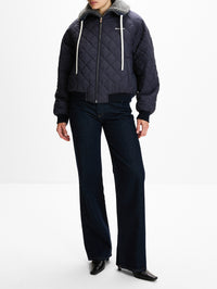 Zip Up Quilted Jacket,MIU MIU,BLUE,Image 2