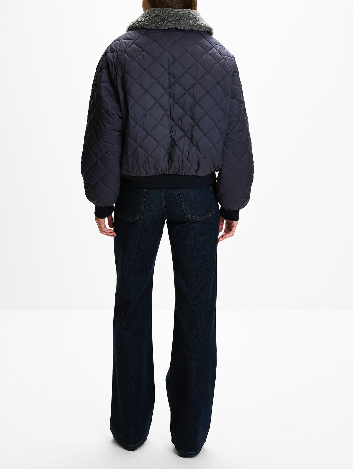 Zip Up Quilted Jacket,MIU MIU,BLUE,Image 3