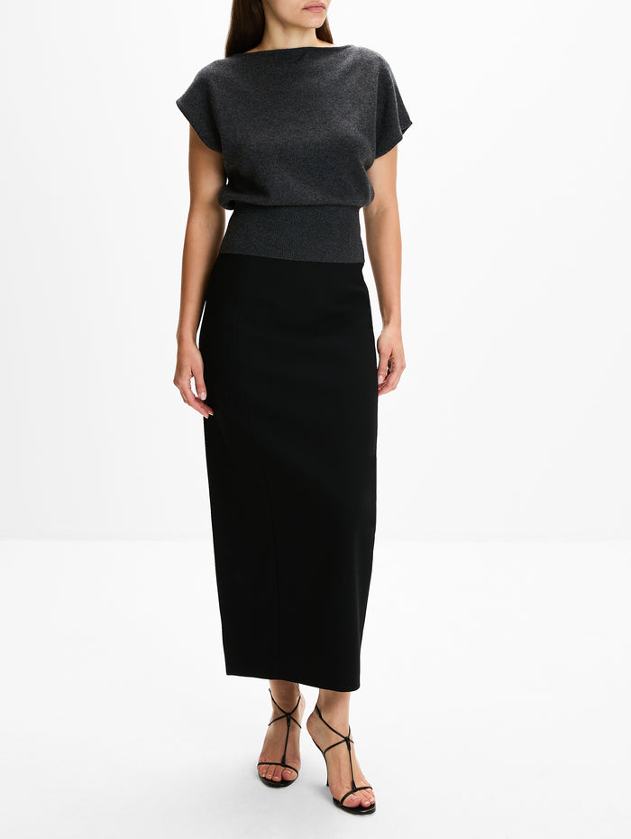 Cashmere Top,ST AGNI,CHARCOAL MELANGE,Image 1