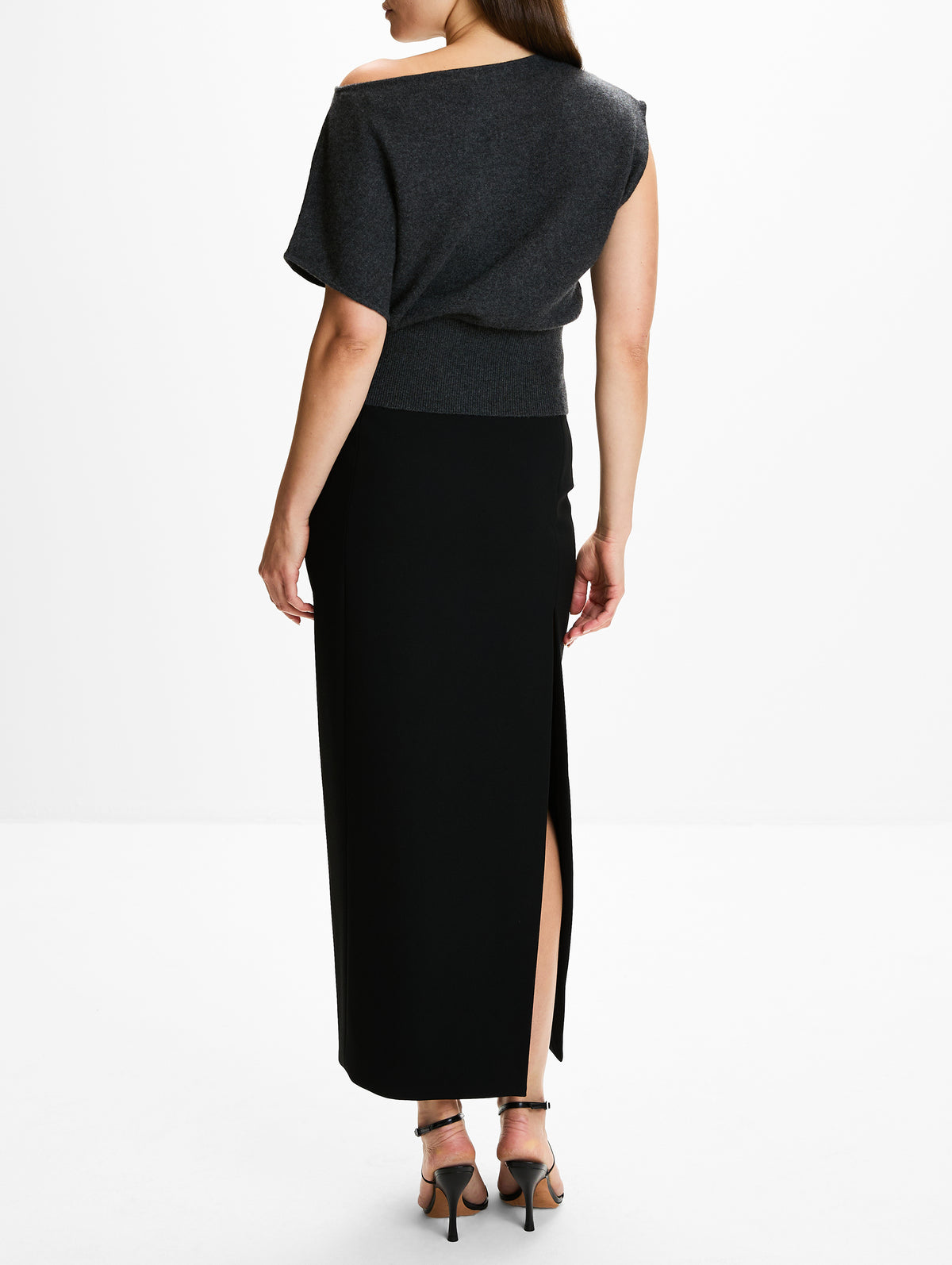 Cashmere Top,ST AGNI,CHARCOAL MELANGE,Image 3