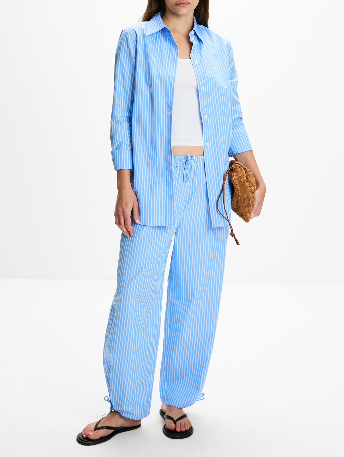 Striped Poplin Shirt,TOTÉME,BLUE/WHITE,Image 2