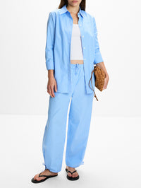 Striped Poplin Shirt,TOTÉME,BLUE/WHITE,Image 2