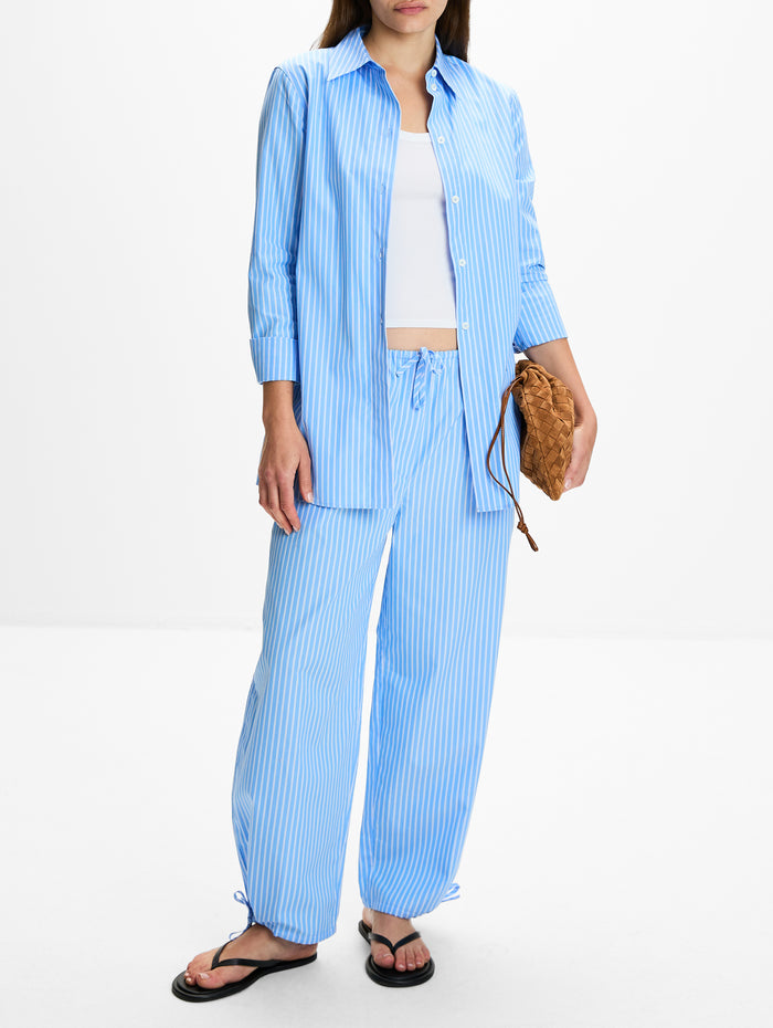 Striped Poplin Shirt,TOTÉME,BLUE/WHITE,Image 1