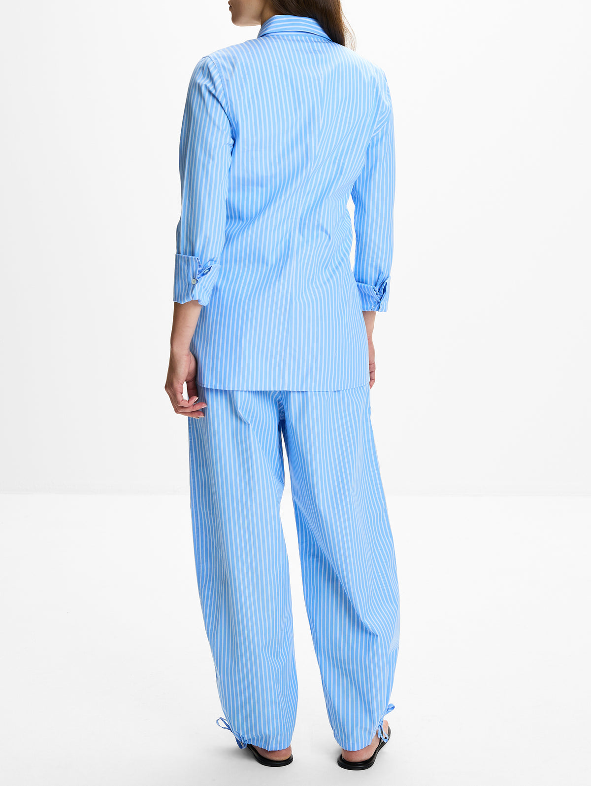 Striped Poplin Shirt,TOTÉME,BLUE/WHITE,Image 3