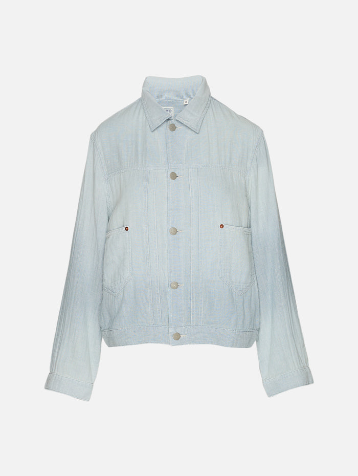 Boxy Pleated Trucker Jacket,DENIMIST,CLOTH INDIGO,Image 1