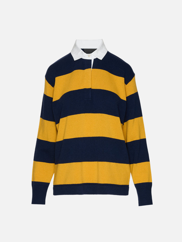 Rashida Rugby Sweater,NILI LOTAN,NAVY/AMBER STRIPE,Image 1