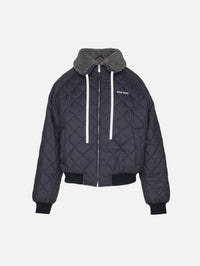 Zip Up Quilted Jacket,MIU MIU,BLUE,Image 1