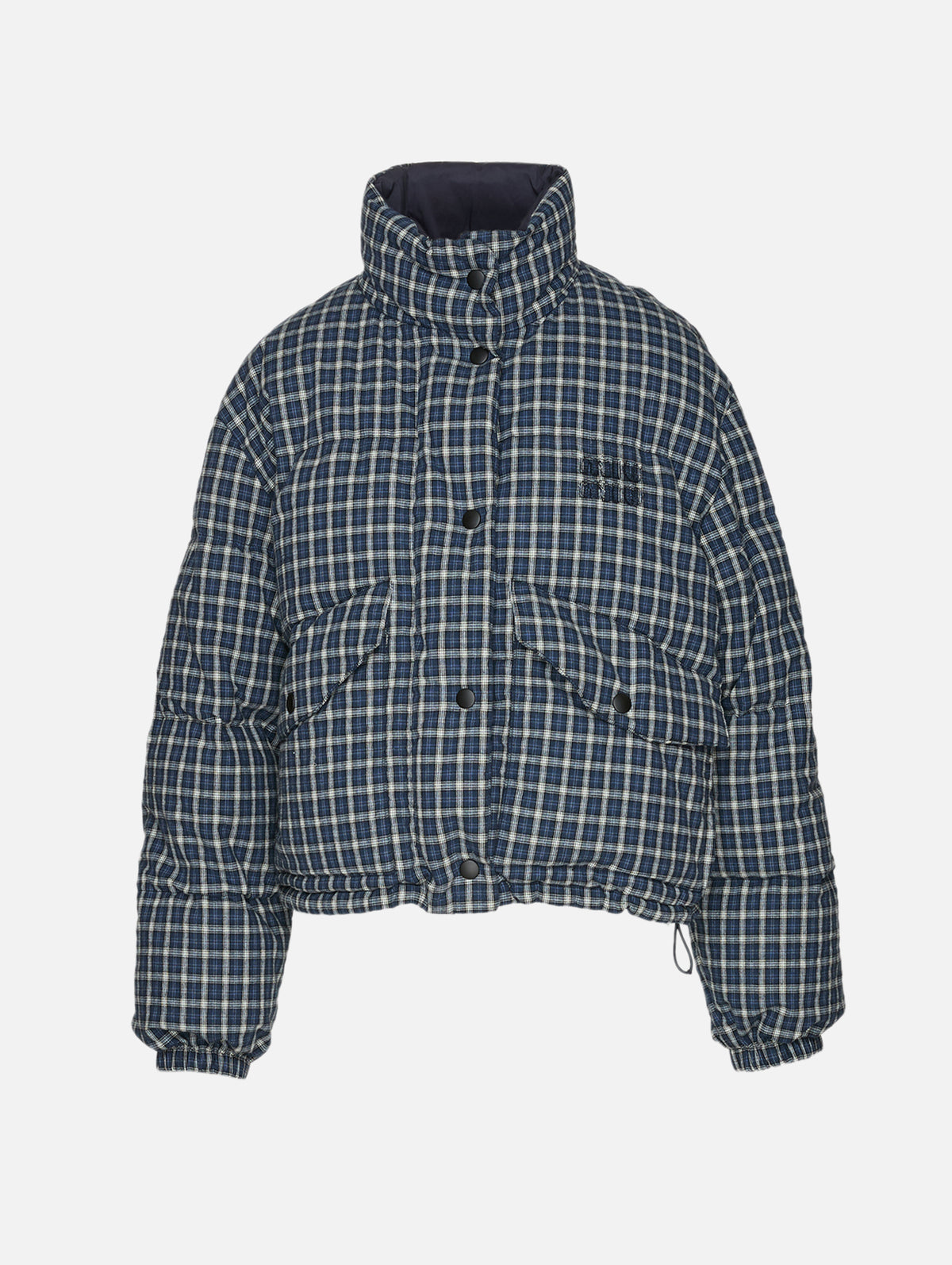 Reversible Flannel Jacket,MIU MIU,BLUE WHITE,Image 1