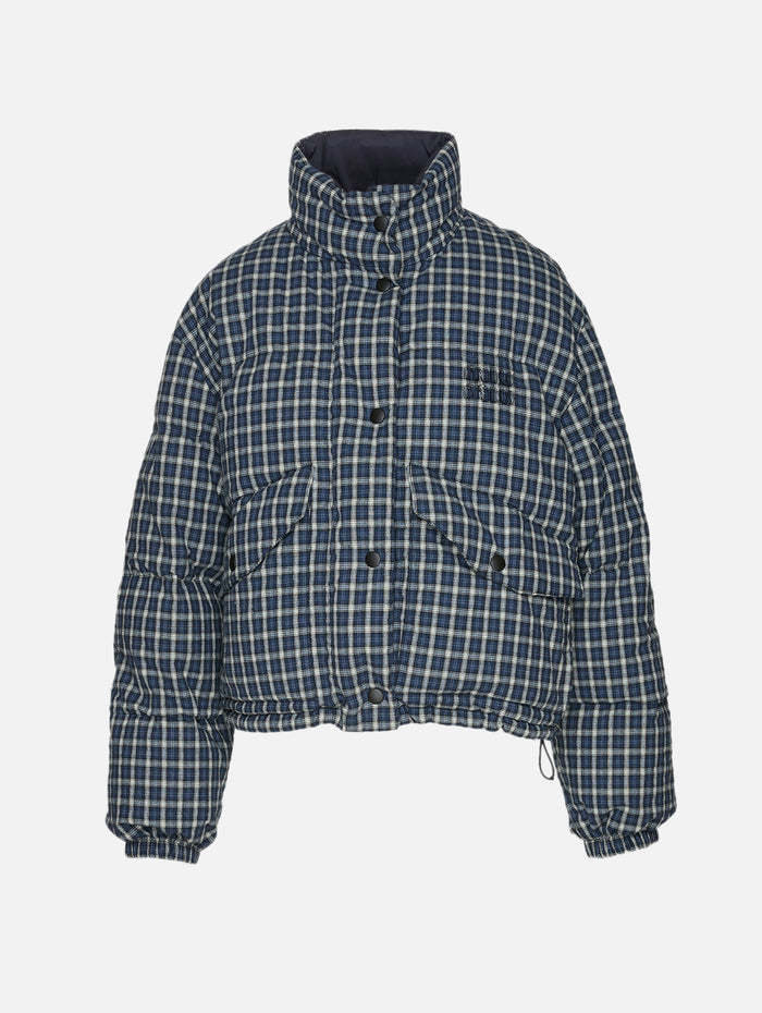 Reversible Flannel Jacket,MIU MIU,BLUE WHITE,Image 1