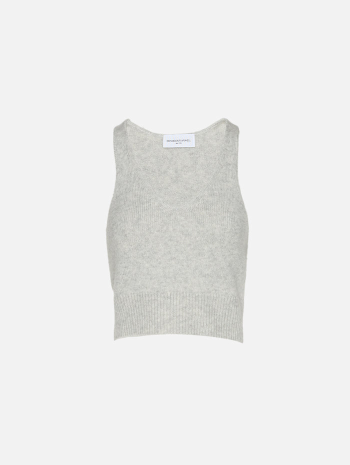 Reese V Neck Tank Top,BRANDON MAXWELL,CLOUD GREY,Image 1