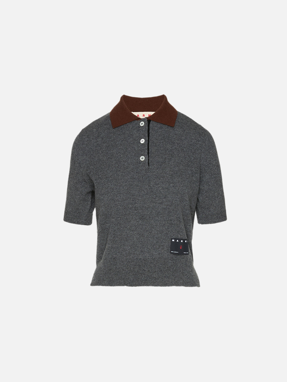 Knit Polo Top,MARNI,GRAPHITE,Image 1