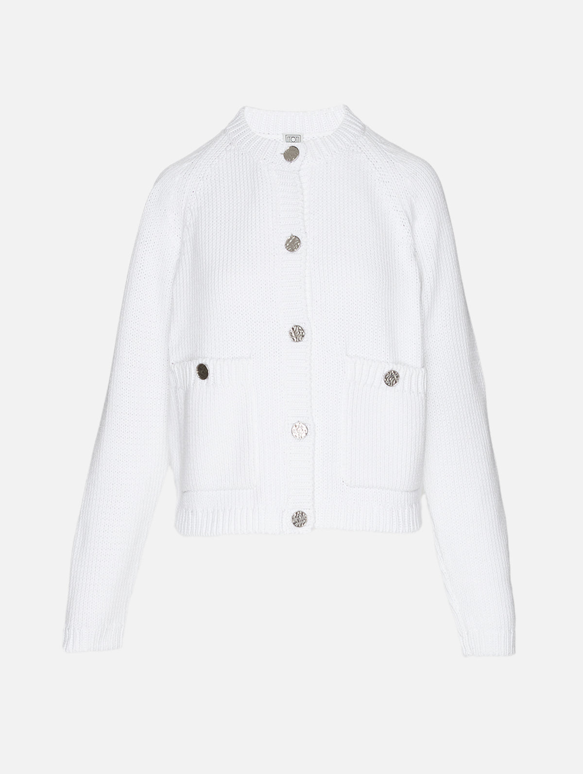 Hammered Cardigan,TOTÉME,WHITE,Image 1