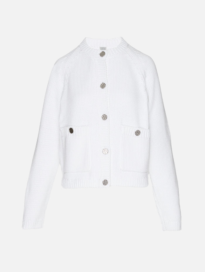 Hammered Cardigan,TOTÉME,WHITE,Image 1