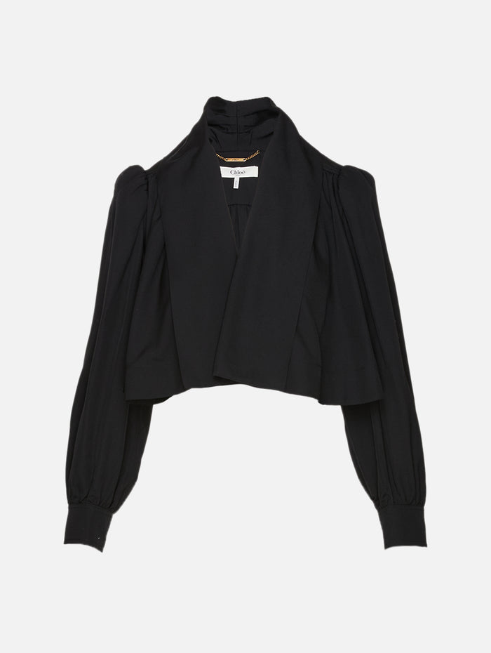 Cropped Jacket,CHLOÉ,BLACK,Image 1