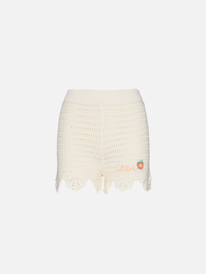 Crochet Short,CHLOÉ,ICONIC MILK,Image 1