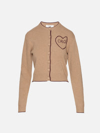 Heart Logo Cardigan,CHLOÉ,BLEACHED BROWN,Image 2