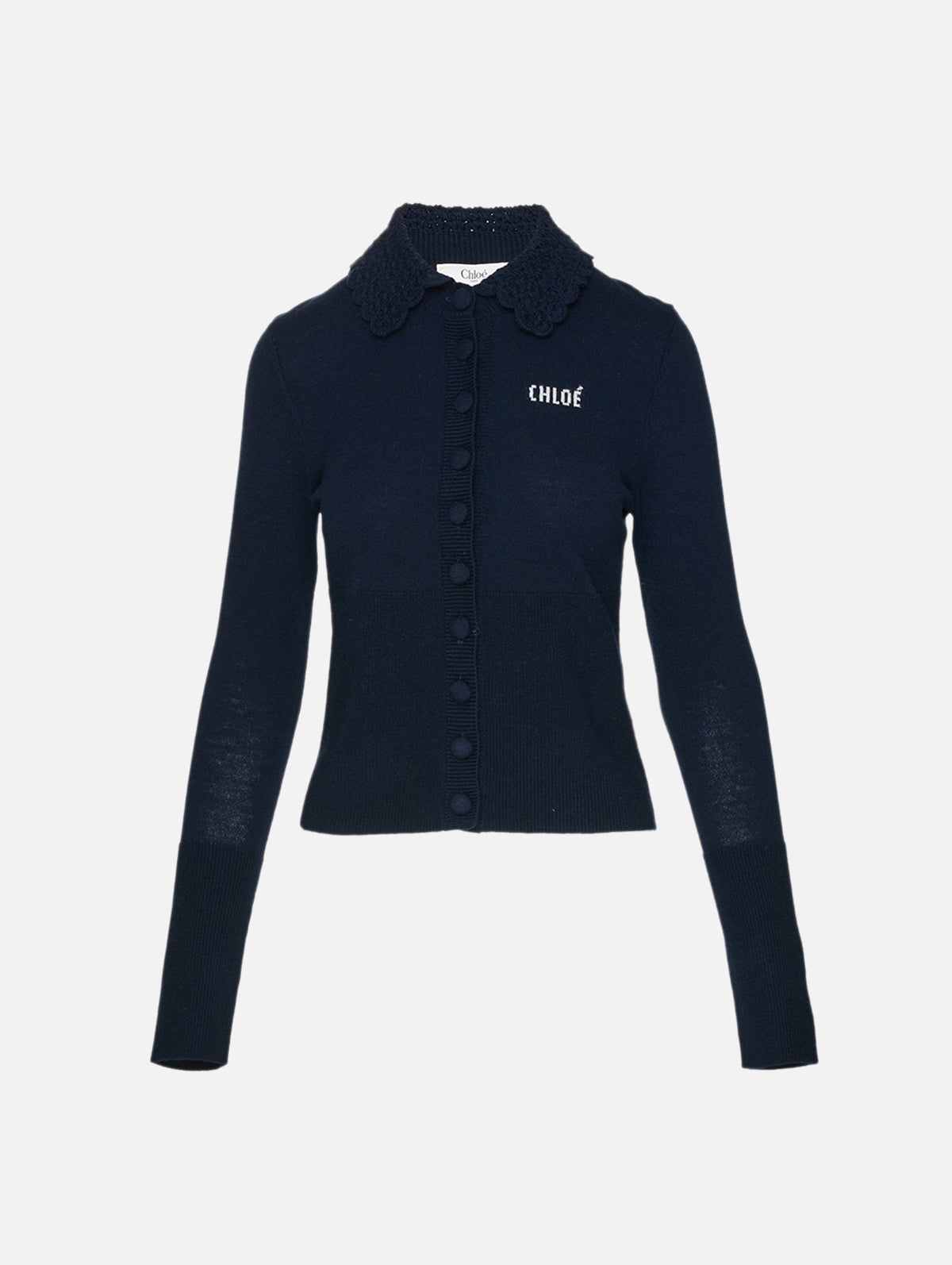 Knit Cardigan,CHLOÉ,INK NAVY,Image 2