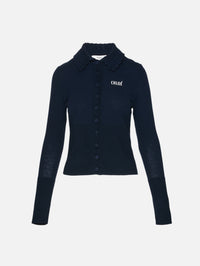 Knit Cardigan,CHLOÉ,INK NAVY,Image 2