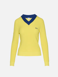 Vneck Sweater,LOEWE,YELLOW/BLUE,Image 1