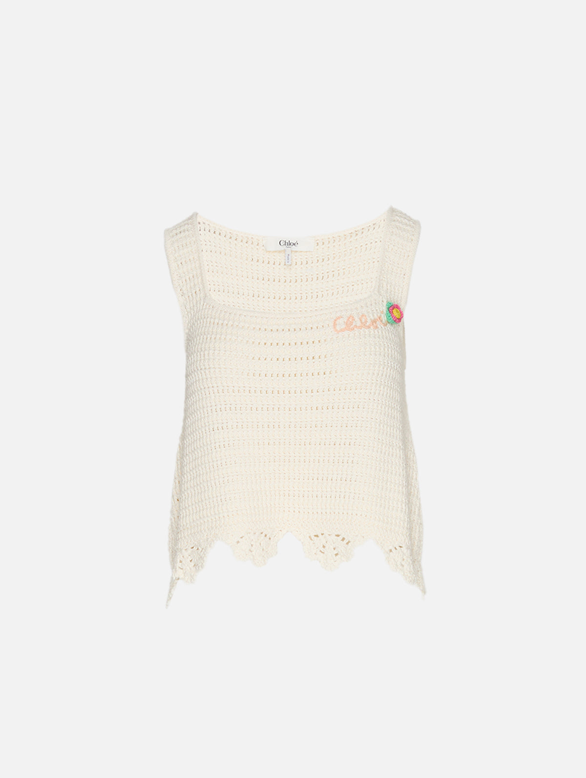 Crochet Tank,CHLOÉ,ICONIC MILK,Image 1