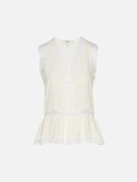 Lace Top,CHLOÉ,COCONUT MILK,Image 2