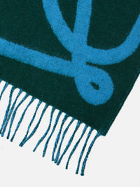 Monogram Scarf,LOEWE,DARK GREEN BLUE,Image 2