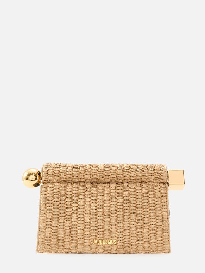 Pochette Rond Carre Clutch,JACQUEMUS,NATURAL BLACK,Image 1