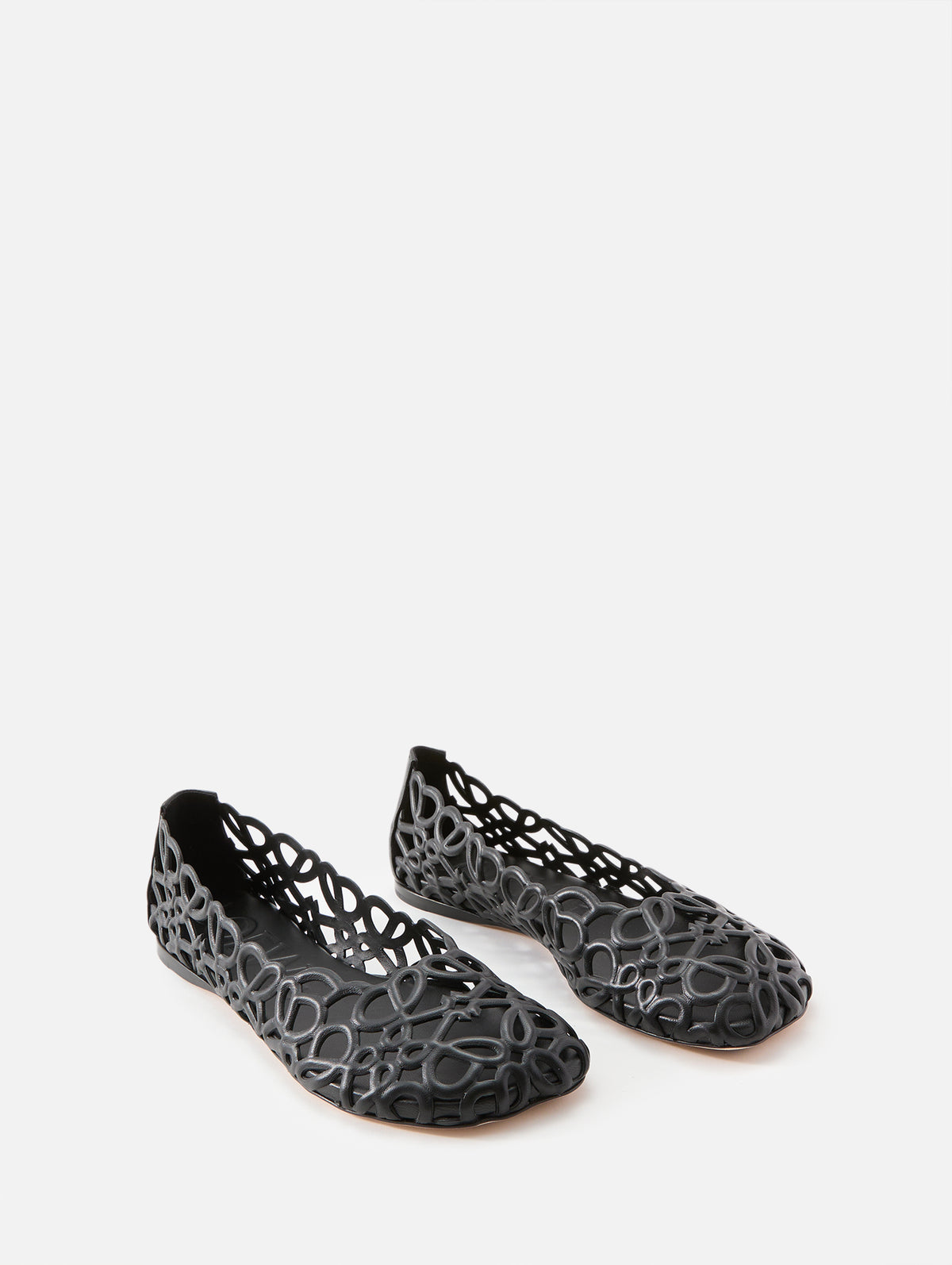 Petal Anagram Ballerina Flat,LOEWE,BLACK,Image 2