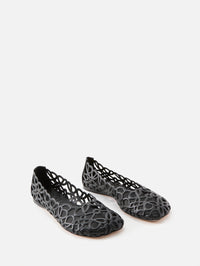 Petal Anagram Ballerina Flat,LOEWE,BLACK,Image 2