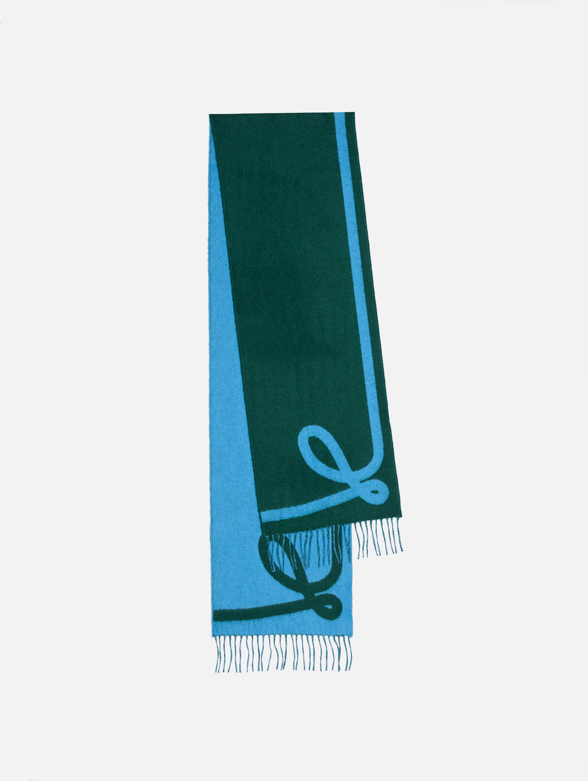 Monogram Scarf,LOEWE,DARK GREEN BLUE,Image 1