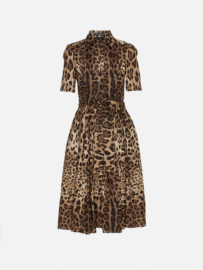 Belted Dress,DOLCE & GABBANA,LEOPARD PRINT,Image 1