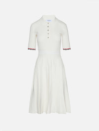 Pointelle Polo Dress,THOM BROWNE,WHITE,Image 1
