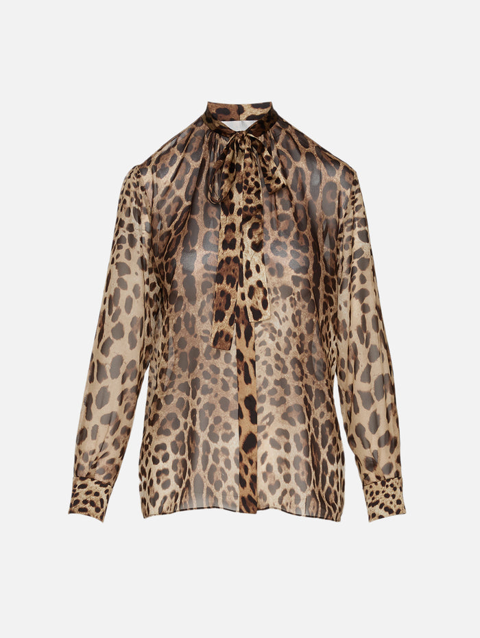 Printed Sheer Shirt,DOLCE & GABBANA,LEOPARD PRINT,Image 1