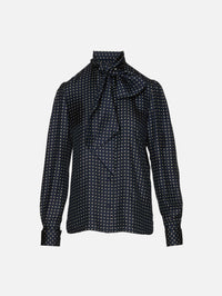 Geometrique Blouse,SAINT LAURENT,MARINE,Image 1