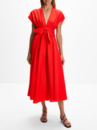 Belted Dress,ALAIA,ROUGE VERMILLON,Image 2