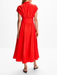 Belted Dress,ALAIA,ROUGE VERMILLON,Image 4
