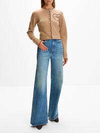 Heart Logo Cardigan,CHLOÉ,BLEACHED BROWN,Image 2