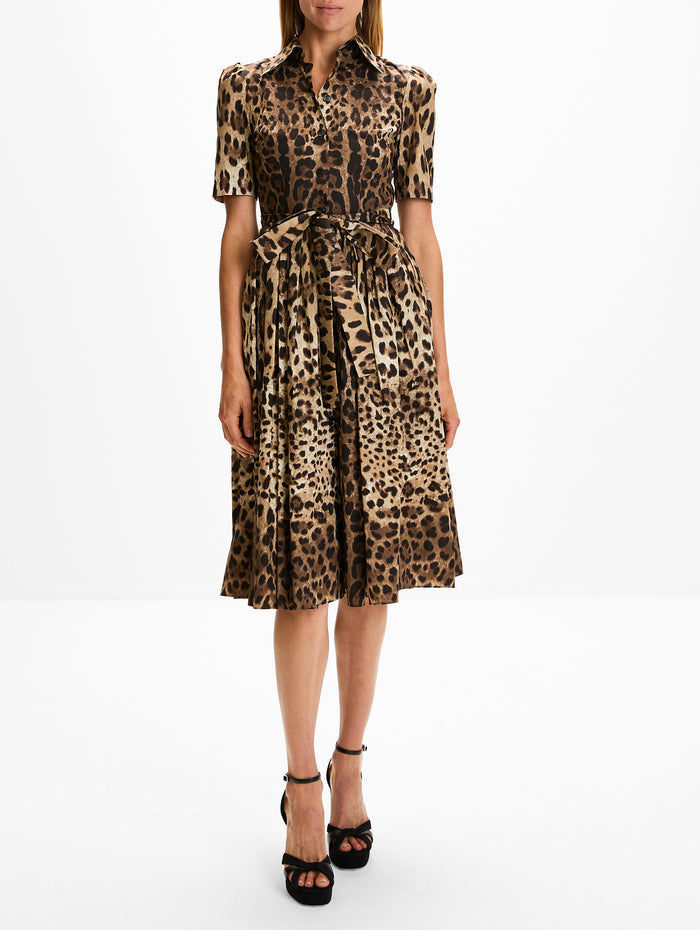 Belted Dress,DOLCE & GABBANA,LEOPARD PRINT,Image 1