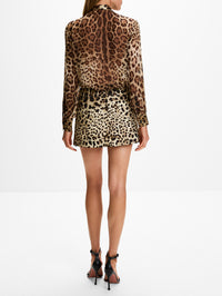 Printed Sheer Shirt,DOLCE & GABBANA,LEOPARD PRINT,Image 3