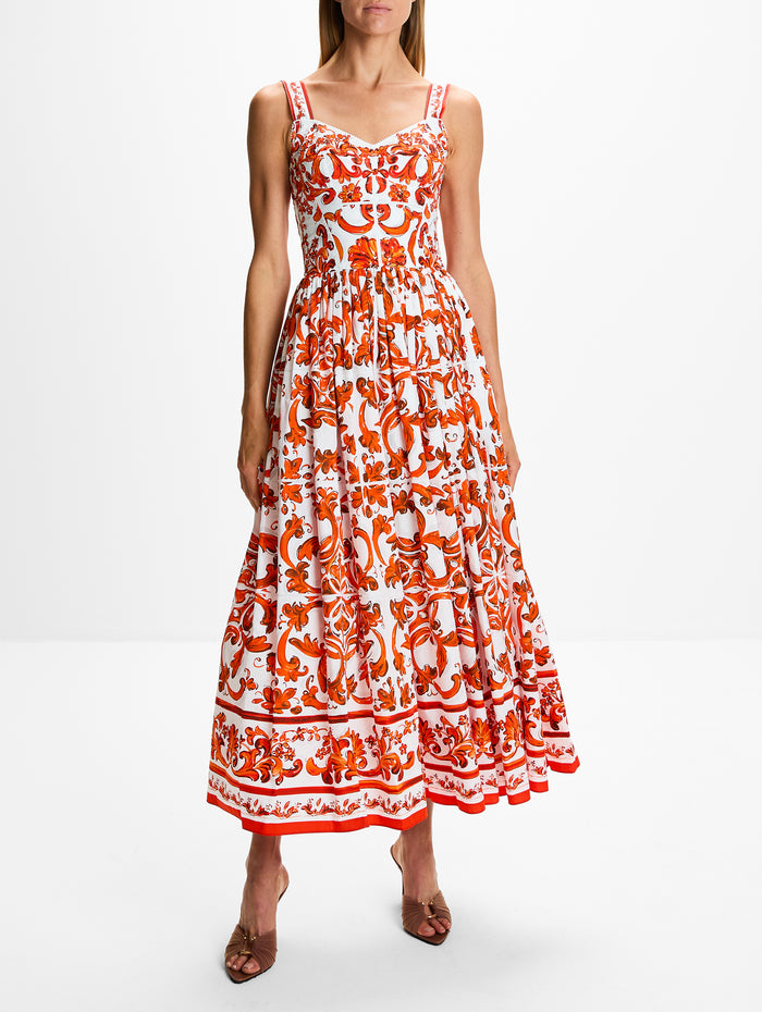 Tea Length Dress,DOLCE & GABBANA,COMBINED COLOUR,Image 1
