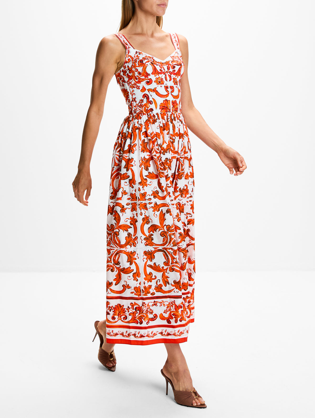 Tea Length Dress,DOLCE & GABBANA,COMBINED COLOUR,Image 3