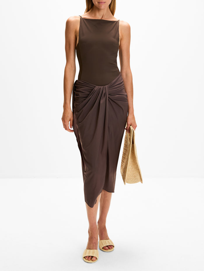 Jupe Pareo Swimsuit,JACQUEMUS,BROWN,Image 1