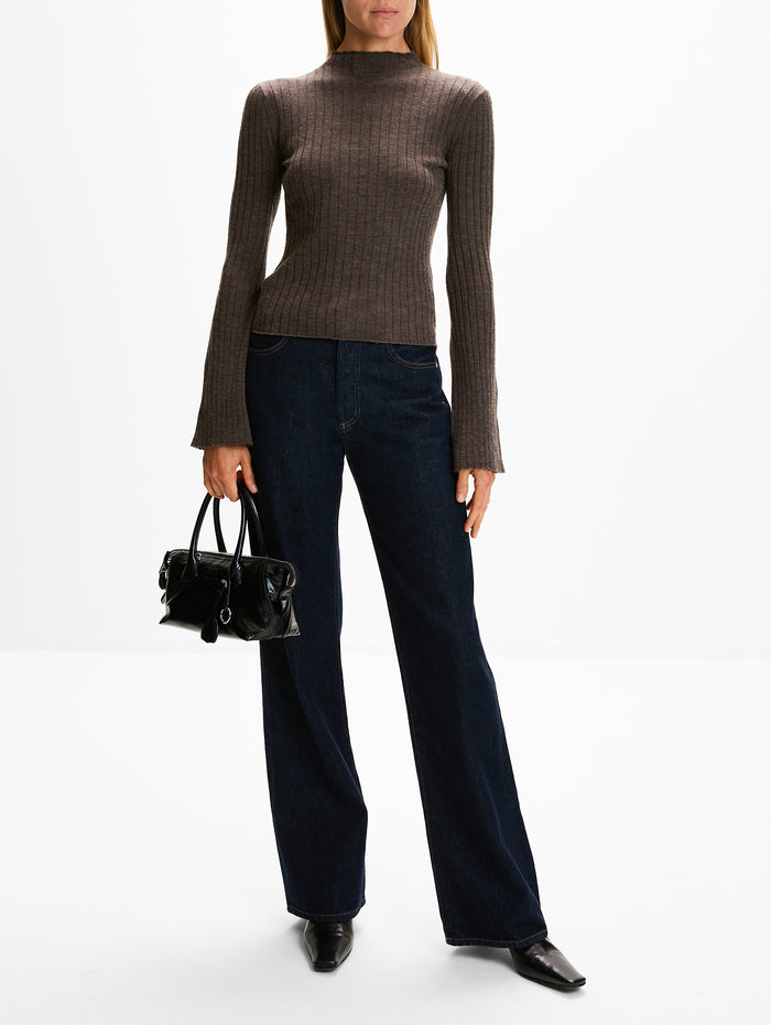 Petra Bell Sleeve Sweater,ELYSEWALKER LABEL,DRIFTWOOD,Image 1
