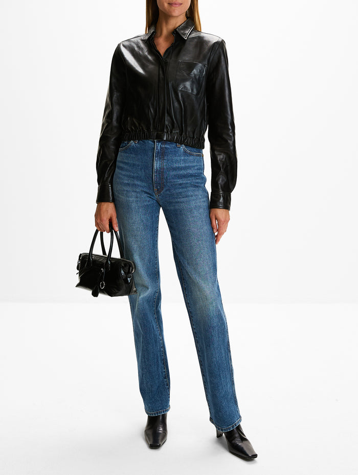 Cropped Boxy Shirt,R13,BLACK,Image 1