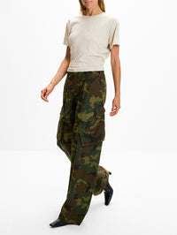 Barrel Cargo Pant,R13,GREEN CAMO BACK,Image 3